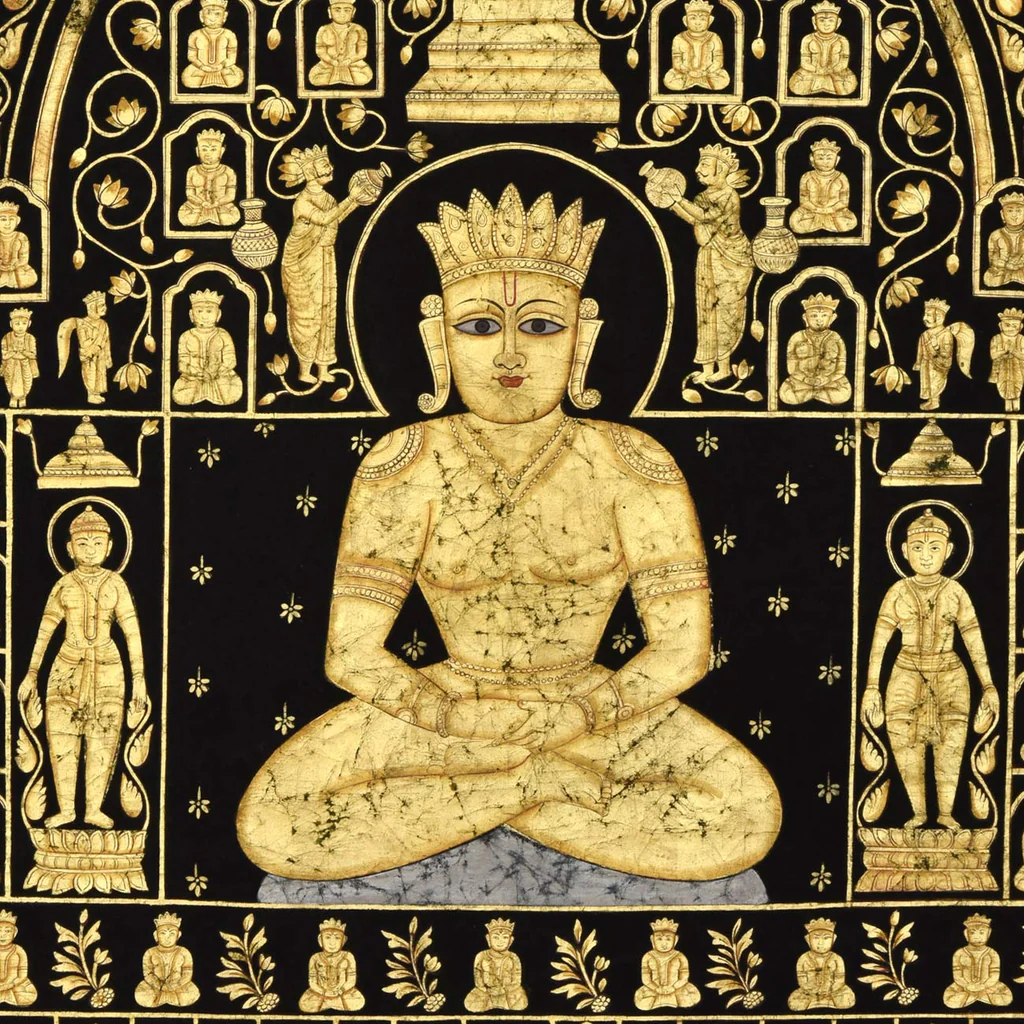 Sacred contemporary painting of Adinatha